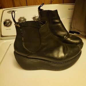 Doc dr MARTENS AERIAL BLACK LEATHER PLATFORM WEDGE HEEL CHELSEA ANKLE BOOT 8 39